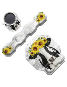 Juego de Reposamuñecas Ergonómico SDFCVBTYU Vaca Girasol
