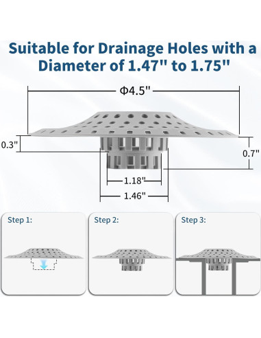 Captador de Cabello Dagoodia 3PCS Silicona Drenaje 11.43 cm