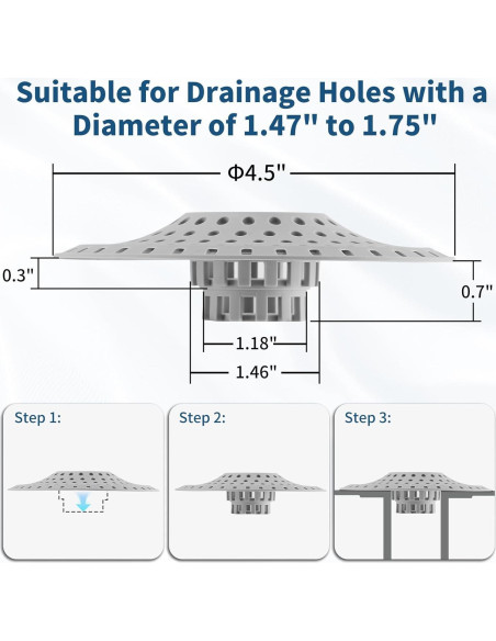 Captador de Cabello Dagoodia 3PCS Silicona Drenaje 11.43 cm
