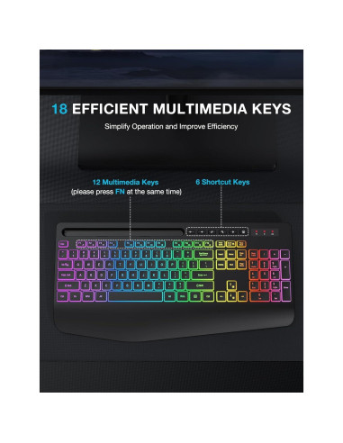 Combo Teclado y Ratón Inalámbricos SABLUTE Retroiluminados