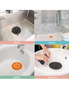 Gotega Captador de Cabello para Drenaje, 5 Piezas Brillantes 2