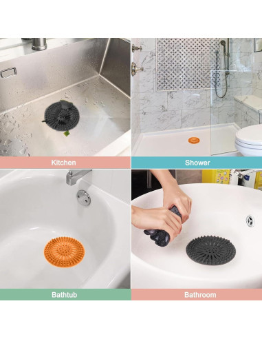 Gotega Captador de Cabello para Drenaje, 5 Piezas Brillantes