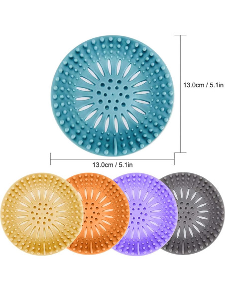 Gotega Captador de Cabello para Drenaje, 5 Piezas Brillantes