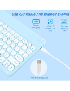 Combo Teclado y Ratón Bluetooth Recargable Thanice Azul 2