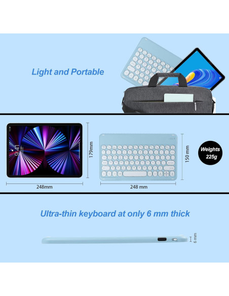 Combo Teclado y Ratón Bluetooth Recargable Thanice Azul Combo Teclado y Ratón Bluetooth Recargable Thanice Azul