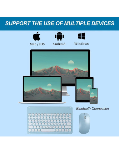 Combo Teclado y Ratón Bluetooth Recargable Thanice Azul