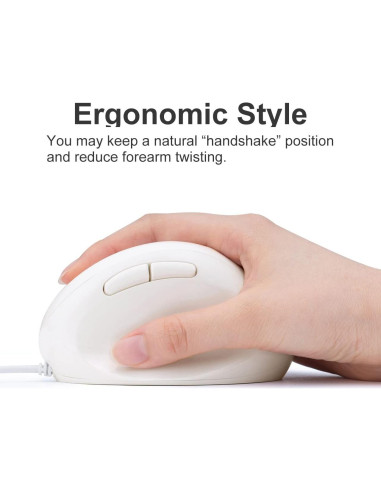 Ratón Ergonómico SANWA GMAERG16W, 1000/1600 DPI, Blanco