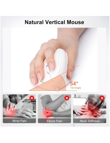 Ratón Ergonómico SANWA GMAERG16W, 1000/1600 DPI, Blanco