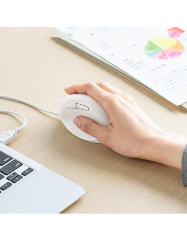 Ratón Ergonómico SANWA GMAERG16W, 1000/1600 DPI, Blanco