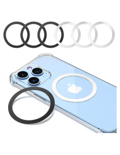 Anillo Carga Inalámbrica Magsafe KALAPOP 6 Pcs Negro y Plata