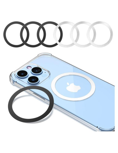 Anillo Carga Inalámbrica Magsafe KALAPOP 6 Pcs Negro y Plata