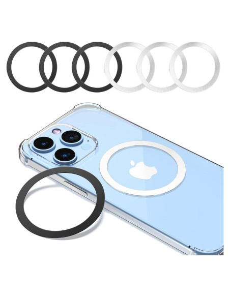 Anillo Carga Inalámbrica Magsafe KALAPOP 6 Pcs Negro y Plata