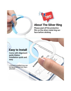 Anillo Carga Inalámbrica Magsafe KALAPOP 6 Pcs Negro y Plata 2