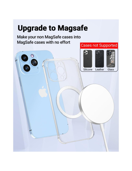 Anillo Carga Inalámbrica Magsafe KALAPOP 6 Pcs Negro y Plata