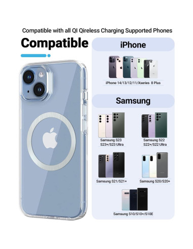 Anillo Carga Inalámbrica Magsafe KALAPOP 6 Pcs Negro y Plata