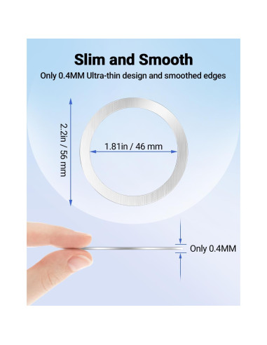 Anillo Carga Inalámbrica Magsafe KALAPOP 6 Pcs Negro y Plata