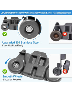 Ruedas de Lavavajillas Alvar W10195416V Paquete de 4 2