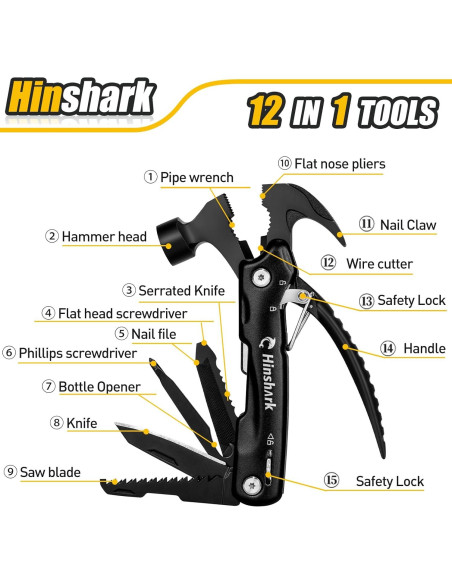 Multiherramienta Martillo 12 en 1 Hinshark - Regalo Único