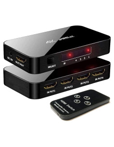 Conmutador HDMI 4X1 ENBUER 4K Ultra HD 60Hz Control Remoto
