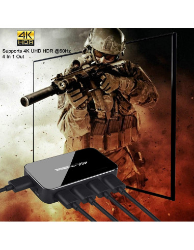 Conmutador HDMI 4X1 ENBUER 4K Ultra HD 60Hz Control Remoto