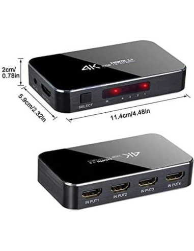 Conmutador HDMI 4X1 ENBUER 4K Ultra HD 60Hz Control Remoto