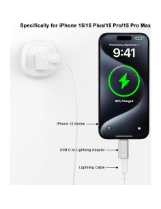 Adaptador Lightning a USB-C 2 Pack esbeecables Carga Rápida 2