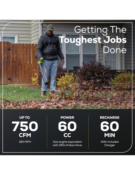 Soplador de Mochila Greenworks 80V 750 CFM Batería 4.0Ah