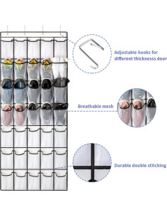 Organizador de Zapatos SAVERHO 35 Bolsillos Colgante Blanco 2