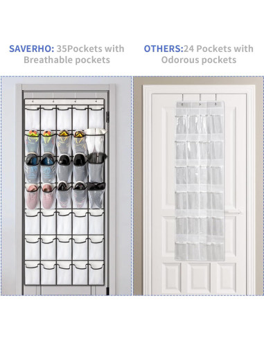 Organizador de Zapatos SAVERHO 35 Bolsillos Colgante Blanco