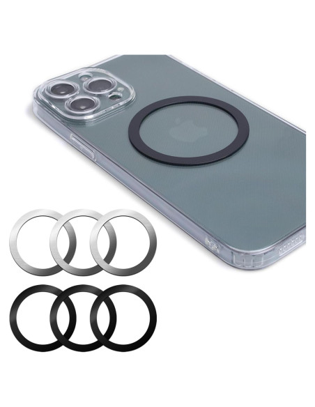 Anillos Metálicos Universales Wannap Magsafe 3 Negros + 3 Platas