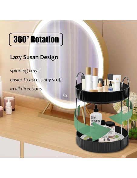 Organizador de Maquillaje Zufudo 2 Niveles Giratorio Negro