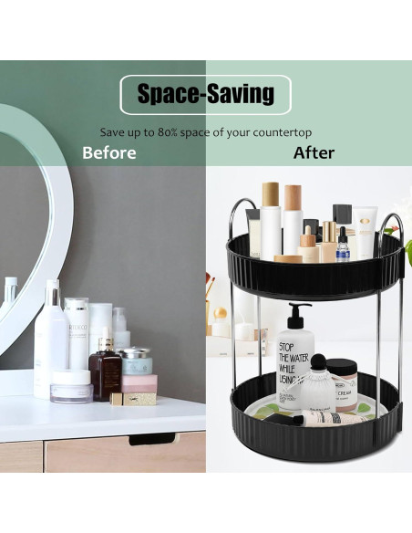 Organizador de Maquillaje Zufudo 2 Niveles Giratorio Negro
