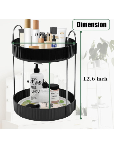 Organizador de Maquillaje Zufudo 2 Niveles Giratorio Negro