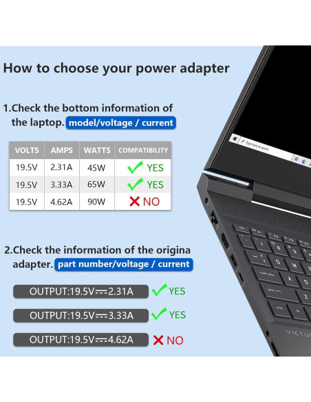 Cargador Laptop 65W HP Adaptador Corriente 4.5x3.0mm