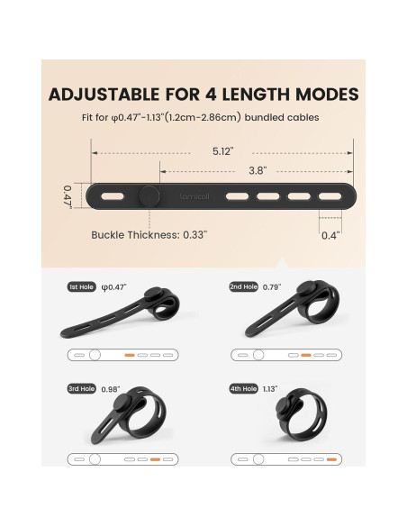 10Pack Correas de Silicona Lamicall para Organizar Cables