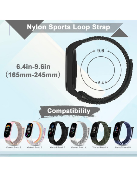 Correa de Nylon WNIPH para Xiaomi Mi Band 7/6/5/4/3 Ajustable