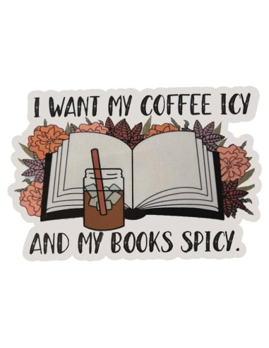 Adhesivo PHUONGHD Café Helado y Libros Picantes