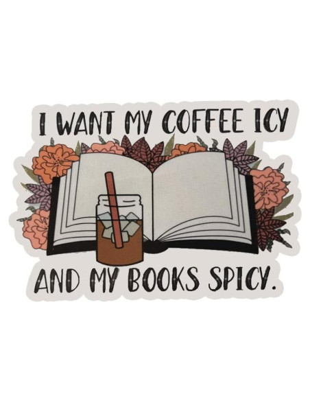 Adhesivo PHUONGHD Café Helado y Libros Picantes