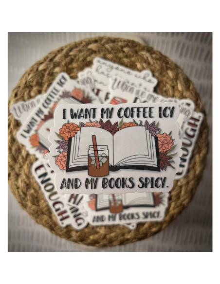 Adhesivo PHUONGHD Café Helado y Libros Picantes