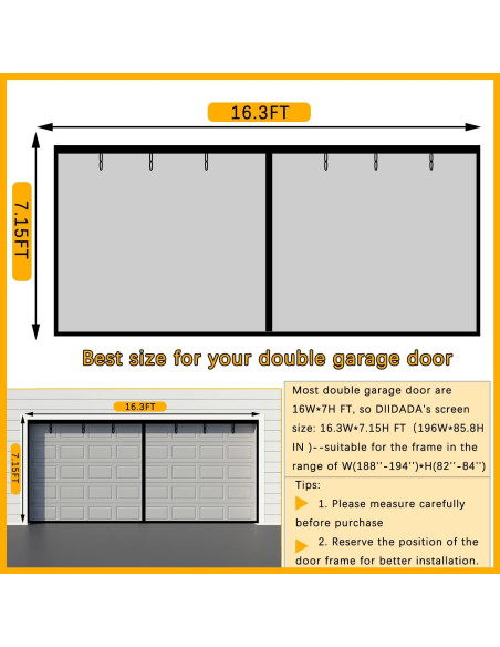 Puerta de Pantalla Magnética Yehgus Doble 2 Coches 4.98x2.18m
