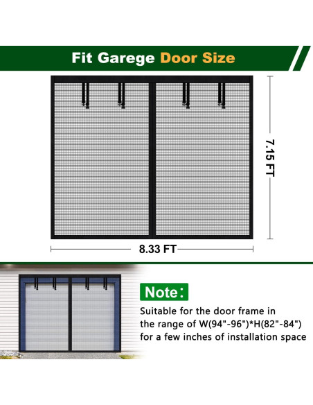 Pantalla de Garaje UUP 2.54x2.16m Malla Magnética Negra