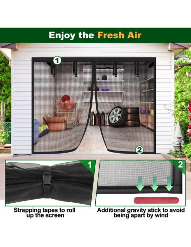 Pantalla de Garaje UUP 2.54x2.16m Malla Magnética Negra