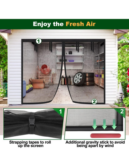 Pantalla de Garaje UUP 2.54x2.16m Malla Magnética Negra