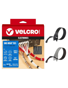 Bridas Reutilizables VELCRO 150pk 20,32x1,27cm Negro y Gris