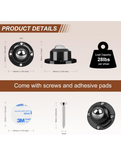 Ruedas Giratorias Autoadhesivas Secbolt 12,7 kg 4 Piezas 2