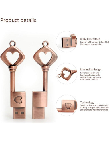 Unidad Flash USB 2.0 32GB BorlterClamp Corazón Metal
