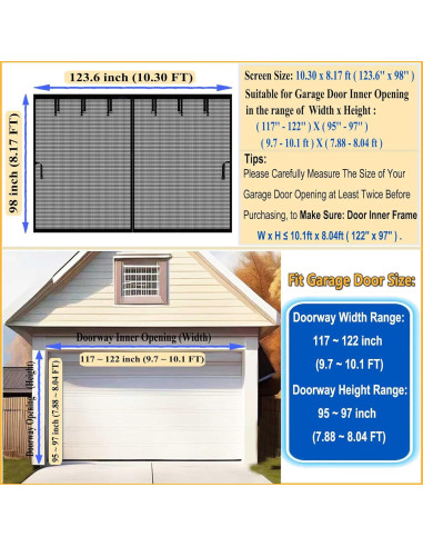 Pantalla de Garaje Magnética YoFuZiHu 10x8ft Negra