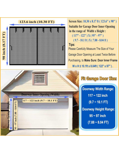 Pantalla de Garaje Magnética YoFuZiHu 10x8ft Negra