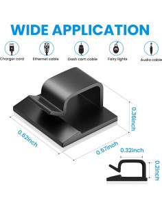 100 Clips de Cable Adhesivos TEZOP Negros 50 Pequeños y Grandes 2