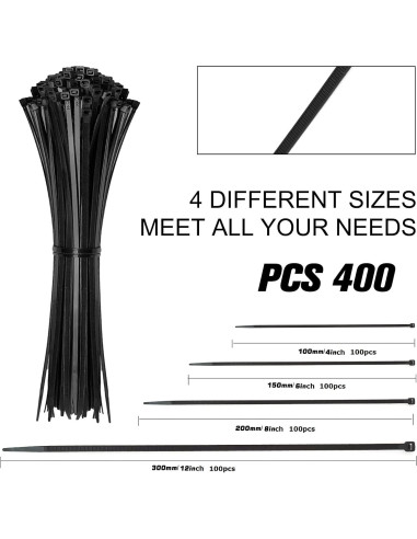 Ataduras de Cables HAVE ME TD 400 Piezas Nylon Negro